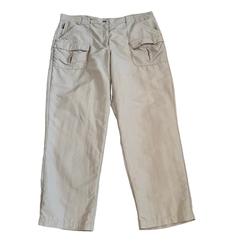 L.L. Bean Pants Mens XL Reg Tan Beige Cargo Hiking Lightweight Nylon 234442